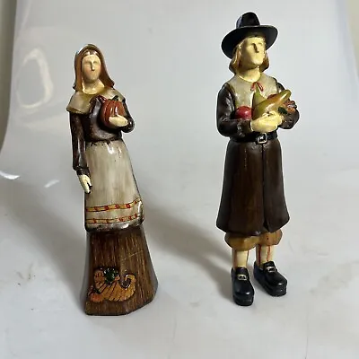Vintage Ceramic Pilgrim Man And Women 9” • $39