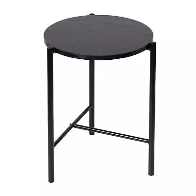 Round Side Table With T-Pattern Base Black • $24.46