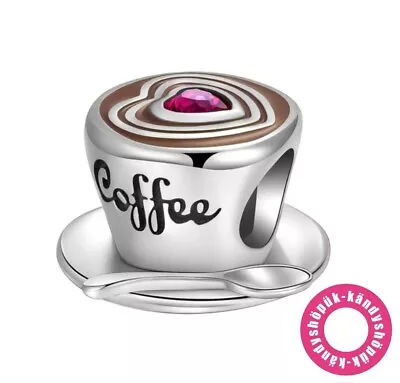 Coffee Cup Heart With Teaspoon Charm Bead For Bracelet S925 Sterling Silver • £9.99