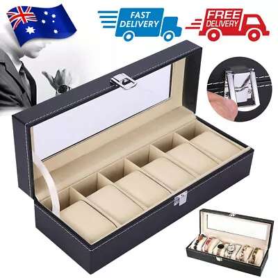 6 Grids Watches Box Leather Gift Storage Case Jewelry Display Organizer Holder • $20.85