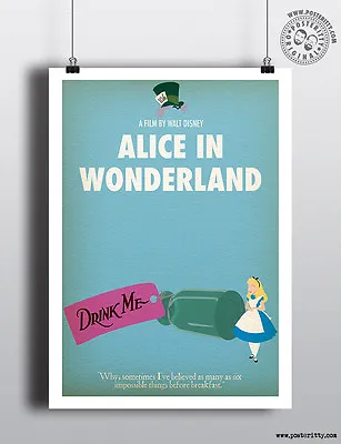 £4 • Buy ALICE IN WONDERLAND - Minimalist Art Movie Poster Minimal Print Posteritty
