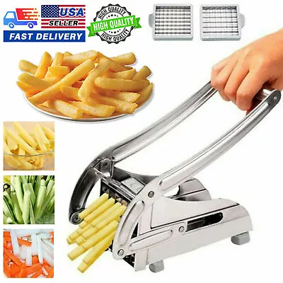 Stainless Steel French Fry Cutter Potato Vegetable Slicer Chopper Dicer 2 Blade • $17.79