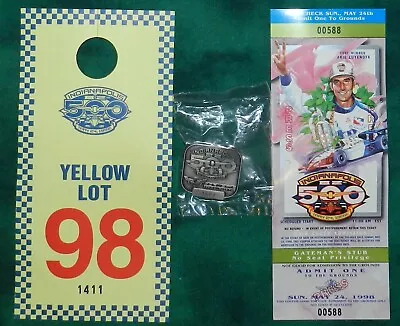 $40 • Buy 1998 Indianapolis Indy 500 Sealed SILVER PIT BADGE / Press Ticket