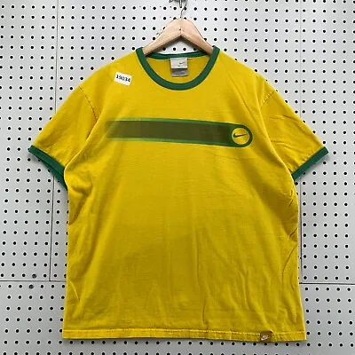 $22.49 • Buy Vintage Y2k Nike Shirt Adult XL Yellow Green Ringer Swoosh 22x27 Brazil Gray Tag