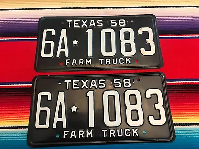 1958  Texas  Farm Truck  License  Plates  6a1083 • $138.58