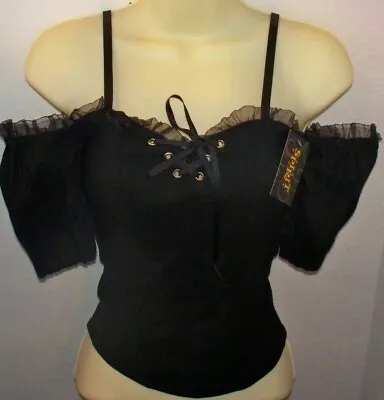 Spirit Halloween Ladies Juniors Corset Black  NWT Costume Steampunk S M L  • $8.99