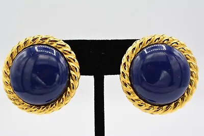 $66.36 • Buy Ben-Amun Vintage Cabochon Clip Earrings Gold Tone Heavy Chunky Signed 1980s Bin4