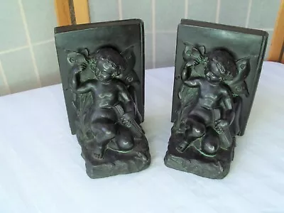 1920's Cherub Fairy Bookends Ronson Metal Tuscan Lodge No. 704 PA Masons Deco • £85.49