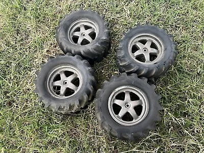 Used Vintage Chevron 1/8 Monster Truck Tires & Wheels For Traxxas T-Maxx 14m Hex • $13.95