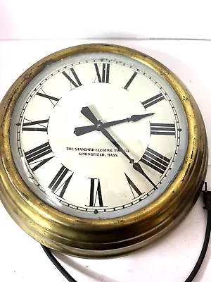 Large Round Standard Electric Time Clock Springfield Mass. Working Condition • $250