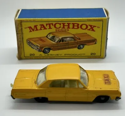 Vintage Original Lesney Matchbox #20 Impala Taxi Cab Diecast In Box • $39