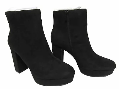 Bamboo Sorbet-01 High Heel Black Suede Platform Ankle Boots Short Boots 11 • $20.99