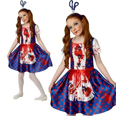 Zombie Rag Doll Costume Halloween Dolly Fancy Dress Outfit Girls Kids • £16.99