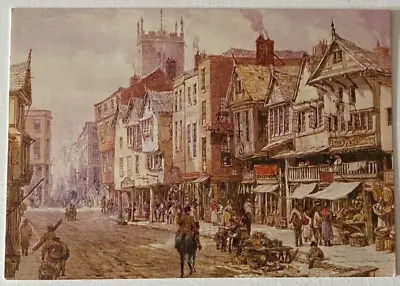 Eastgate Street Chester Watercolour By Artist Louise Rayner Vintage Postcard • £2.75