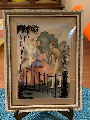 Courting Couple Reverse Silhouette Convex Glass Litho Morris Bendien  • $14