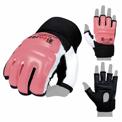 Leather MMA Martial Arts Gloves Training Boxing Body Combat Punch Bag UFC Pink • £6.99