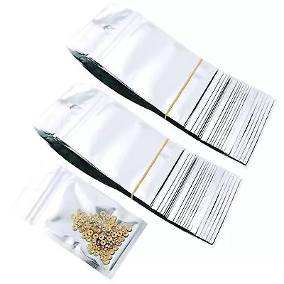 200 Pack Mylar Zip Lock Bags Aluminum Foil Bags Metallic Mylar Foil Flat Zip... • $18.76