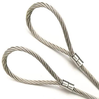 3/16  Vinyl Coated Stainless Steel Cable With Loops 1/8  7x19 Core 1ft To 70ft • $26.50