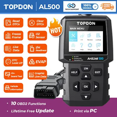 TOPDON OBD2 Fault Code Reader Scanner Car Diagnostic Tool Check Engine AL500 UK • £35.99