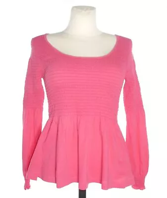 ODD MOLLY WOmen's Pink Cotton Blouse Top Pullover Long Sleeve Round Neck 1 8 10 • $63.36