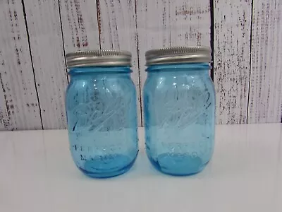 Lot Of 2 Ball Blue 2.5'' Mouth Canning Jars 12 Oz With New Lids • $23