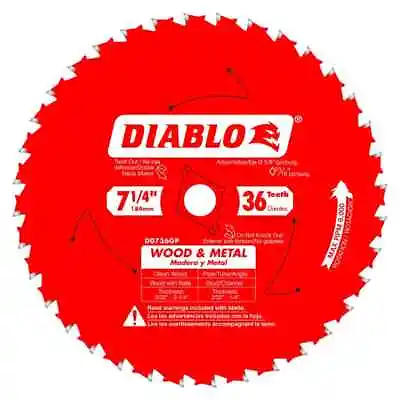 Diablo D0736GP 7-1/4” X 36T Carbide Circular Saw Blade Wood/Metal (2 Blade Pack) • $22.25