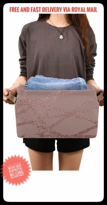 £14.99 • Buy 2 Pack Pink Rose Marble Storage Basket Gold Glitter Large Fabric Storage Box