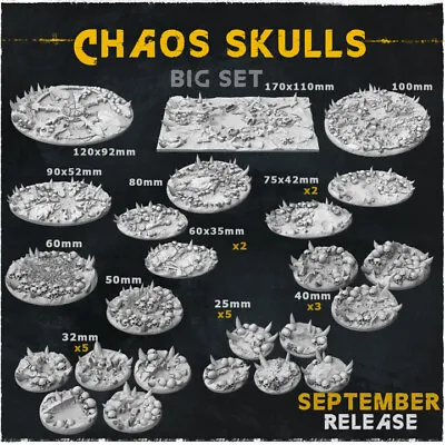 3D Printed Chaos Skull Mini Bases For Warhammer 40k/AOS & Other War Gaming Minis • £6.50