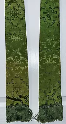 Vintage Catholic Priests Green Brocade Stole By J. Theodore Cuthbertson • $12.50