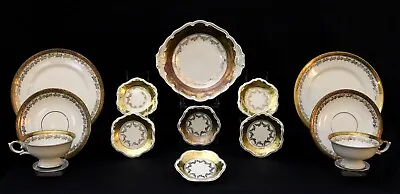 Alka Kunst Antique Porcelain Dessert Set Tea Trio Gilding 20th Century • $140
