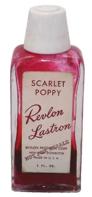 Vintage 1950's Revlon Lastron Nail Polish Glass Bottle Scarlet Poppy Rare • $47.95
