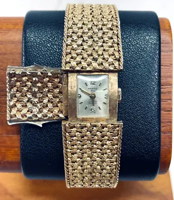 Panto Incabloc Enclosed 14K Yellow Gold Ladies Vintage Diamond Watch • $3499.99