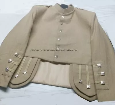 Scottish Military Kenmore Khaki Doublet Kilt Jacket 50 Chest Khaki Sand Special • £49