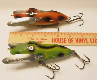 LOT OF 2 EARLY Wood Hi FINN Hawg Buster Creeper Musky Top Water Fishing Lure • $29.99