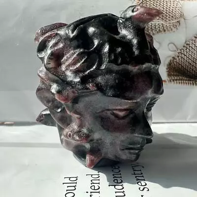 1pc Natural Fireworks Pomegranate Quartz Medusa Reiki Goddess Healing Skull 2.4  • $31.49