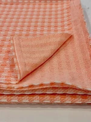 NEW Vtg 60’s 70’s MCM Orange Ivory Dobby Stripe Mod Knit Fabric Remnant 50x47.5” • $26.04