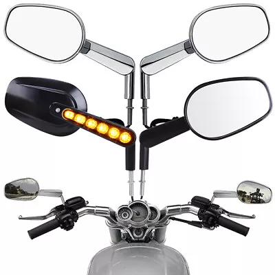 Rearview Side Mirrors Muscle LED Turn Signals Light For Harley V-ROD VRSCF 09-17 • $36.90