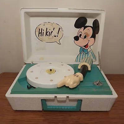 Disney Mickey Mouse Youth Record Player GE General Electric - See Video Works! • $27.96