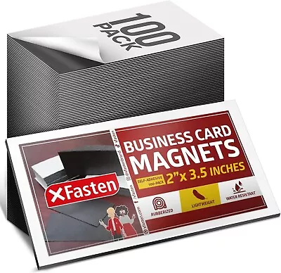 XFasten Self Adhesive Business Card Magnets Pack Of 100 Weatherproof Peel A... • $16.99