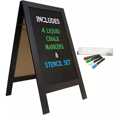 Large Sturdy Handcrafted 40  X 20  Wooden A-Frame Chalkboard Display / 4 Liquid • $59