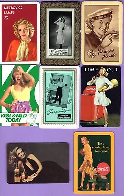 8 Single Swap Playing Cards LADIES ON ADS GIRLS WOMEN SOME VINTAGE DECO • $3.99