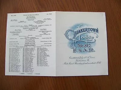 Quakertown Pennsylvania PA Quakertown Lodge Free Mason 512 Masonic Program 1949 • $5.95