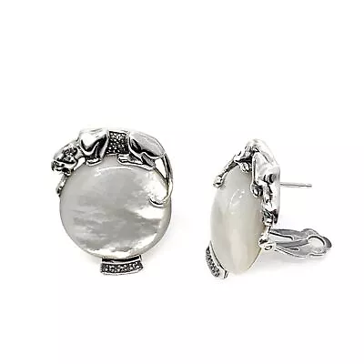 Panther Earrings Art Deco Style 925 Sterling Silver English Hallmarks Set With • £200.34