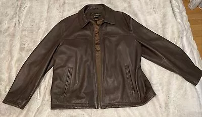 Vintage 90’s Eddie Bauer Brown Leather Bomber Flight Jacket Mens XXL 2XL • $99.95