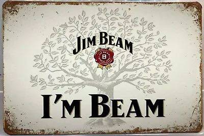 JIM BEAM Rustic Look Vintage Tin Metal Sign Man Cave Shed-Garage & Bar Sign • $10