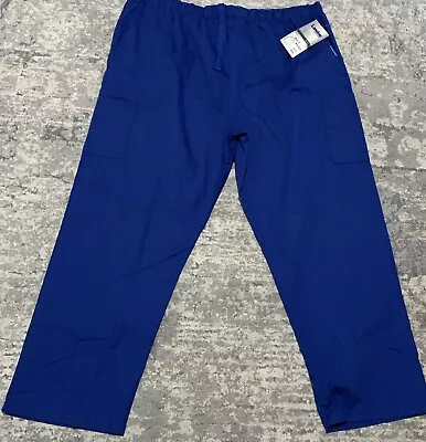 Landau Mens Brand New Scrub Pants W/Pockets Color Galaxy Blue Size XXL 8555 • $10.99