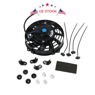 Universal 12V 7  Inch Slim Fan Electric Radiator Cooling Mount Kit Push Pull USA • $24.99
