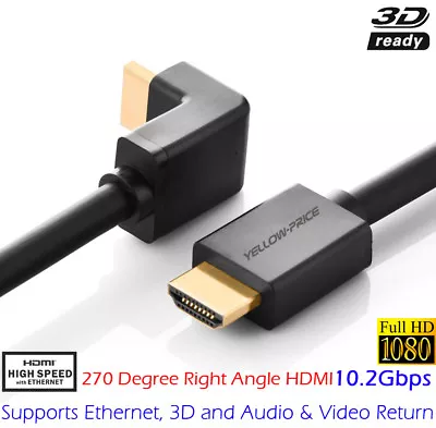 $7.59 • Buy High Speed HDMI Right Angle 90 Degree/270 Degree HDMI Cable 5m 8m + Ethernet ARC