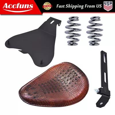 Brown Motorcycle Soft Leather Seat Solo Bracket For Honda Bobber Chopper USA • $39.40