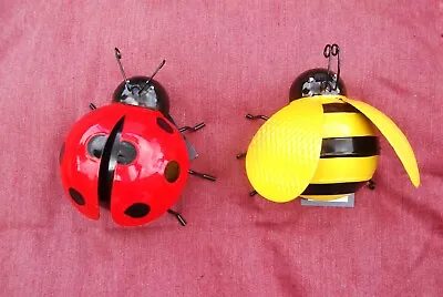 £7.98 • Buy Two Pieces  Metal Bee Ladybird Pair Garden Ornaments UK Seller